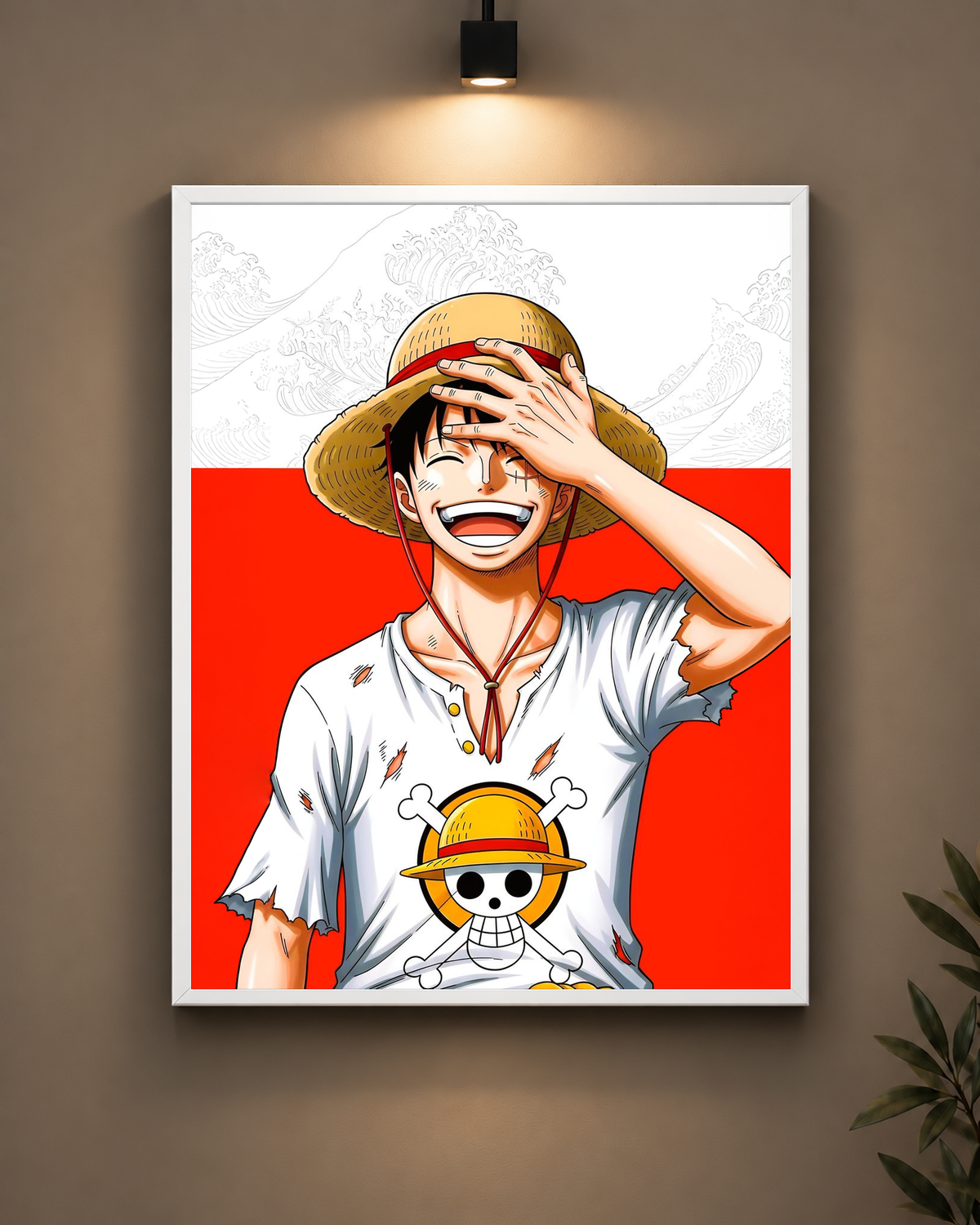 Luffy Straw Hat Smile Frame in black frame - PrintIt