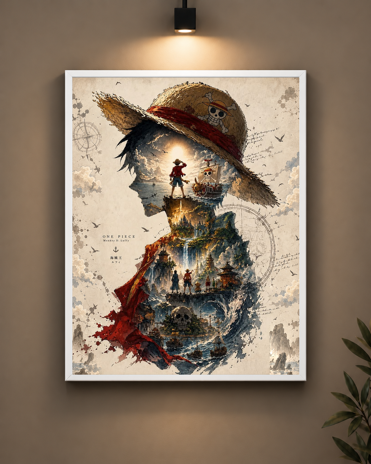 Luffy One Piece Adventure Frame in black frame - PrintIt