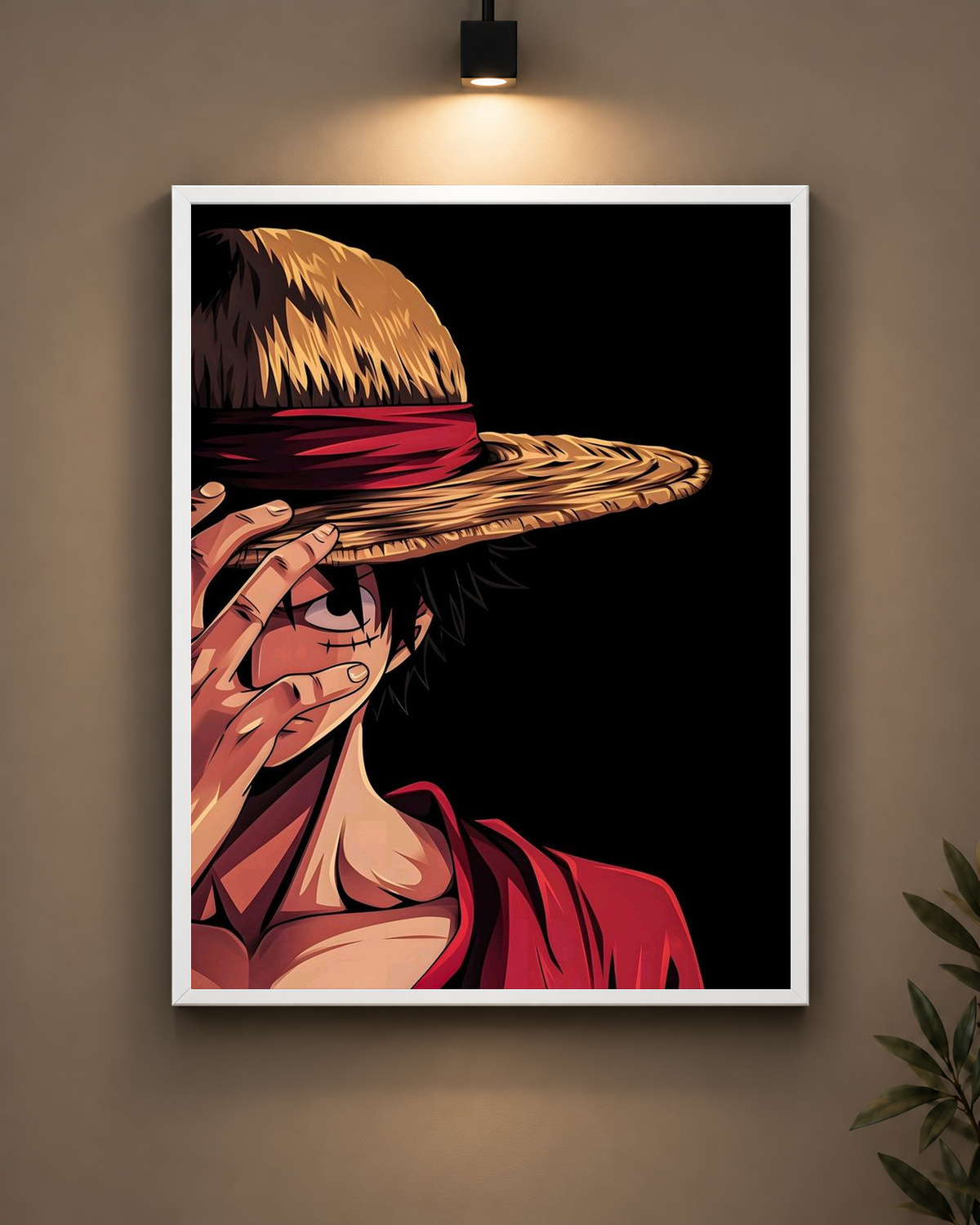 Luffy Shadow Portrait Frame in black frame - PrintIt