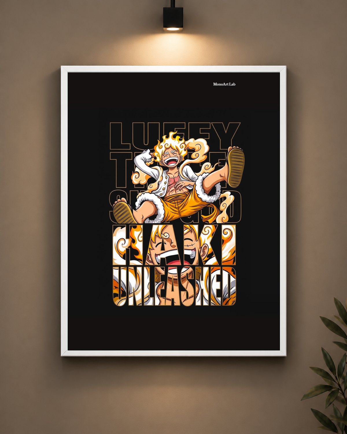 Luffy Gear 5 Freedom Frame in black frame - PrintIt