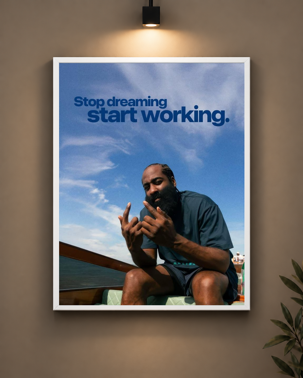 Stop Dreaming Start Working Basketball Frame in black frame - PrintIt