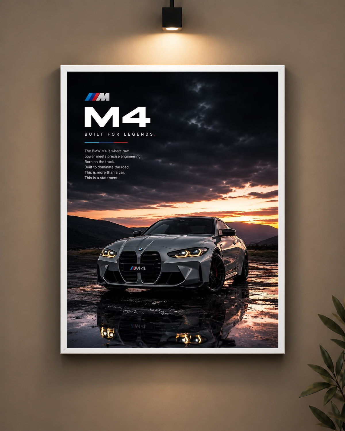BMW M4 Built For Legends Frame in white frame - PrintIt