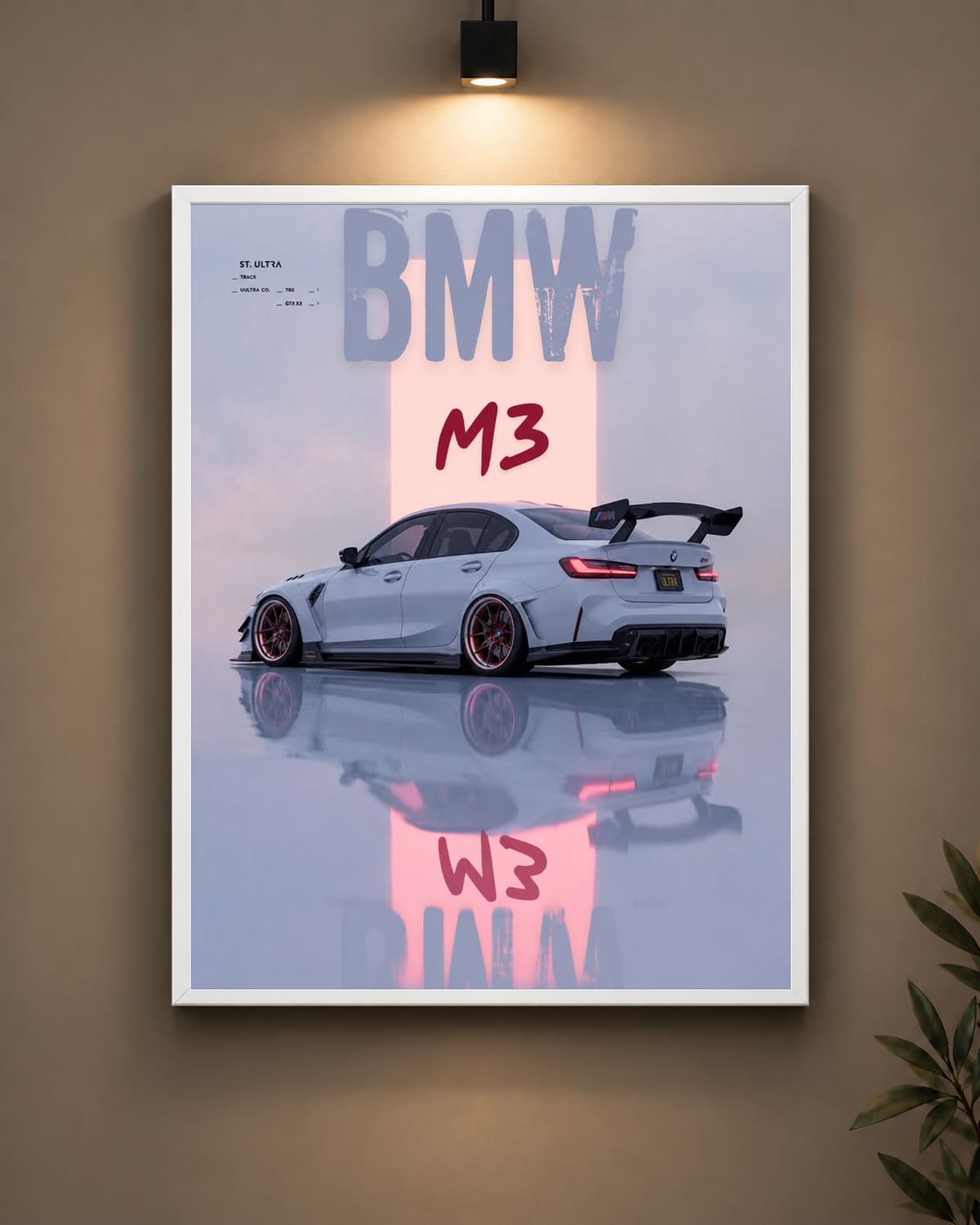 BMW M3 Pastel Frame in white frame - PrintIt