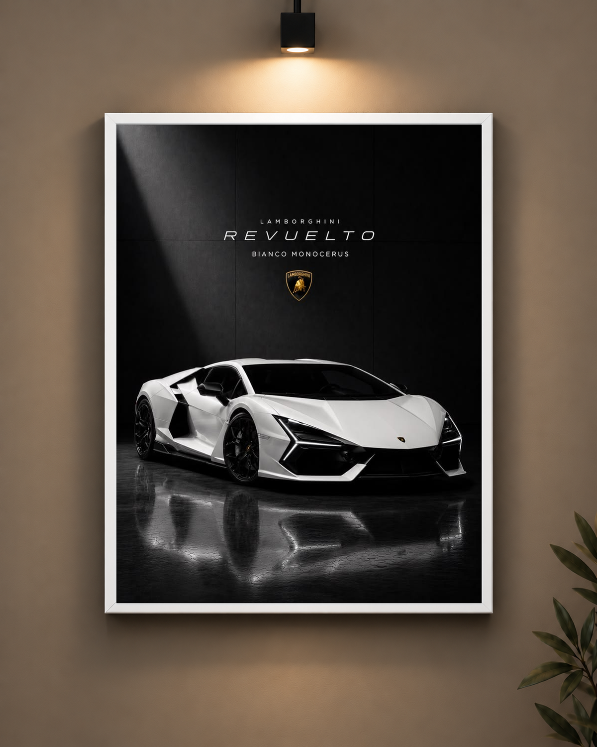 Lamborghini Revuelto White Frame in white frame - PrintIt