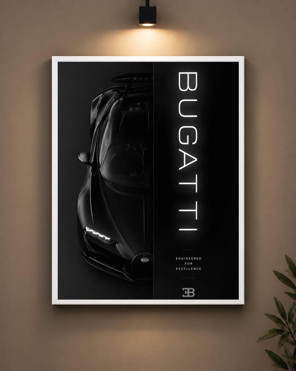 Bugatti Dark Split Frame in white frame - PrintIt