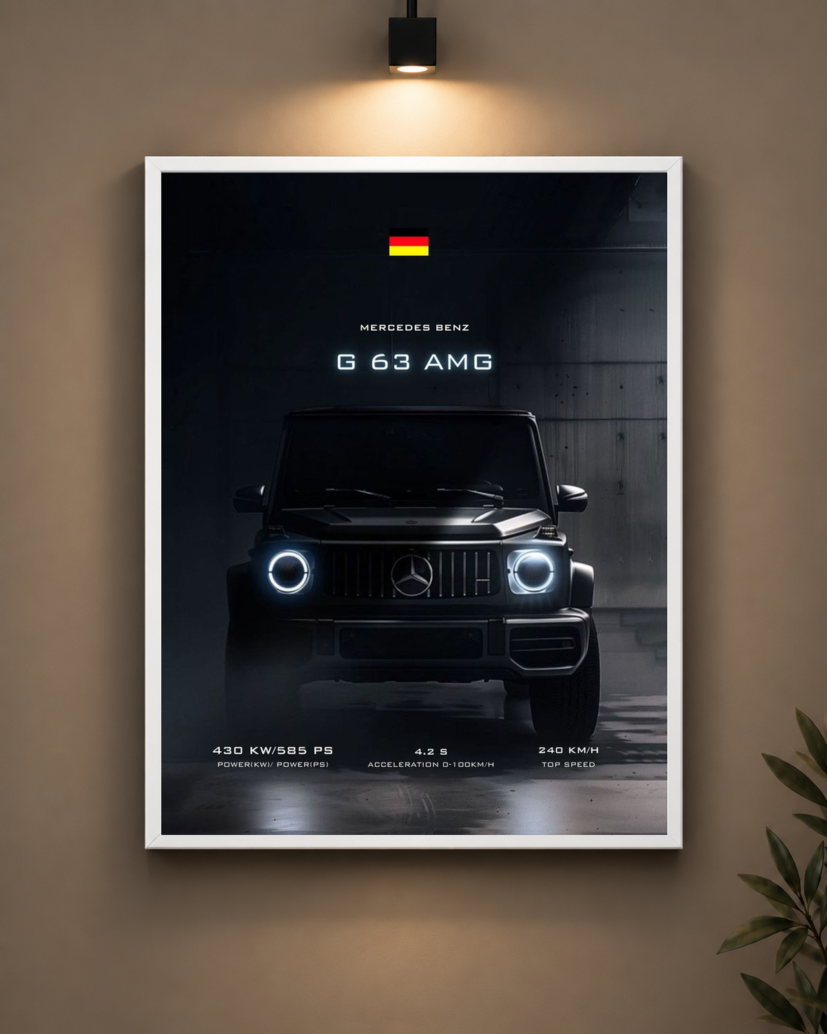 Mercedes G63 Dark Frame in white frame - PrintIt