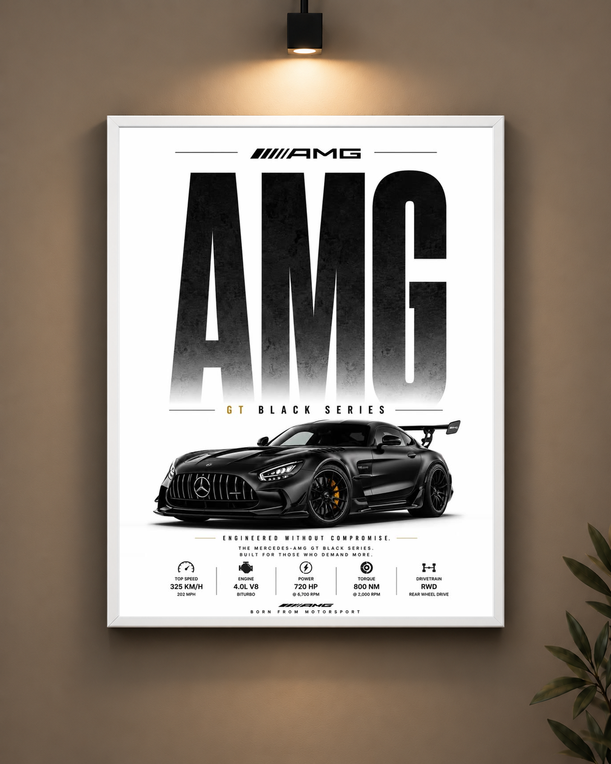 Mercedes AMG GT Black Series Frame in white frame - PrintIt