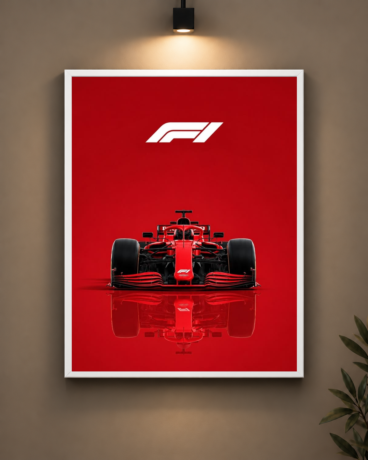 Ferrari Red Minimal Frame in white frame - PrintIt