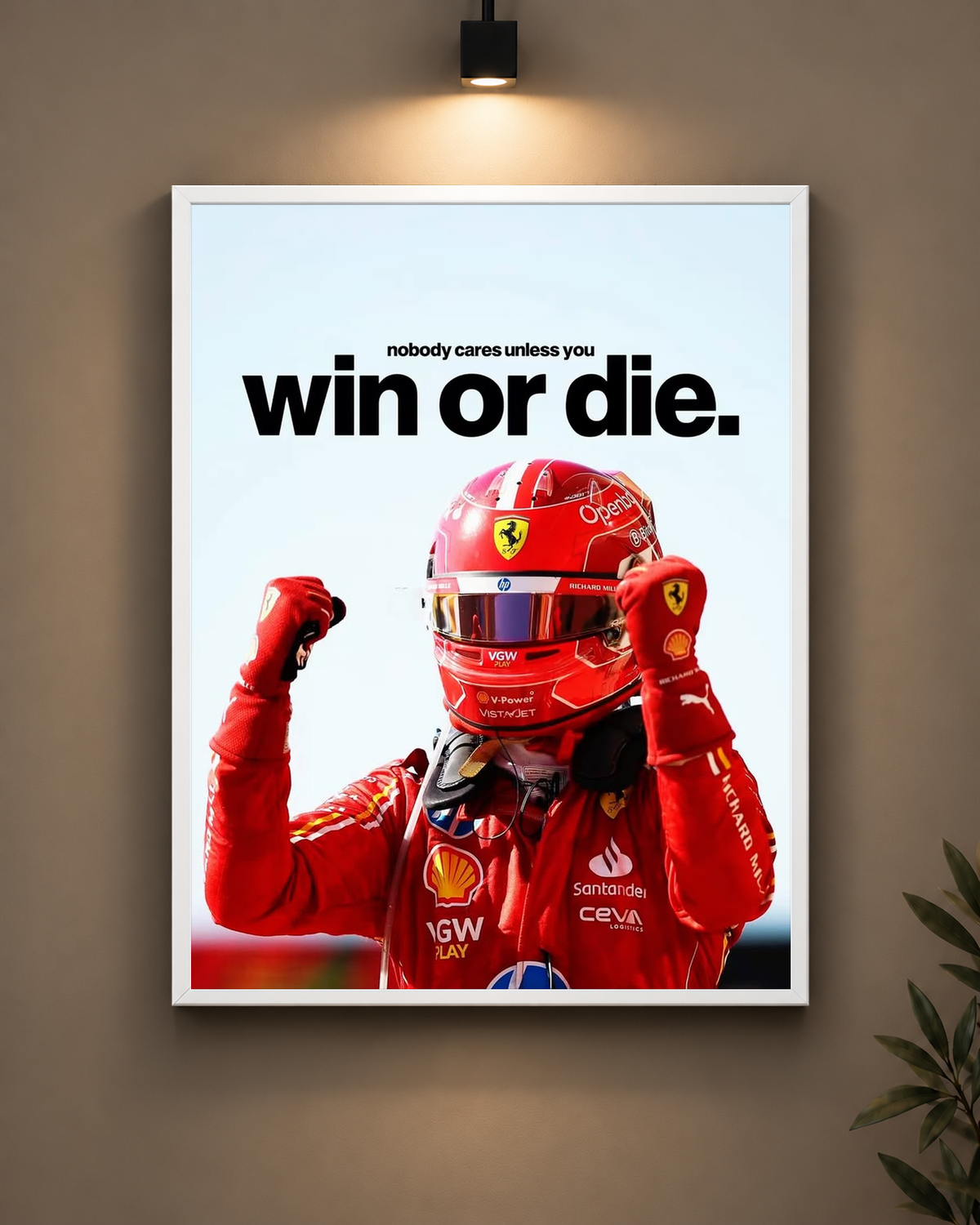 Charles Leclerc Win or Die Frame in black frame - PrintIt