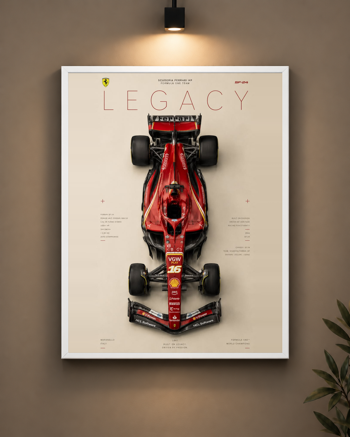 Ferrari Legacy Top View Frame in black frame - PrintIt