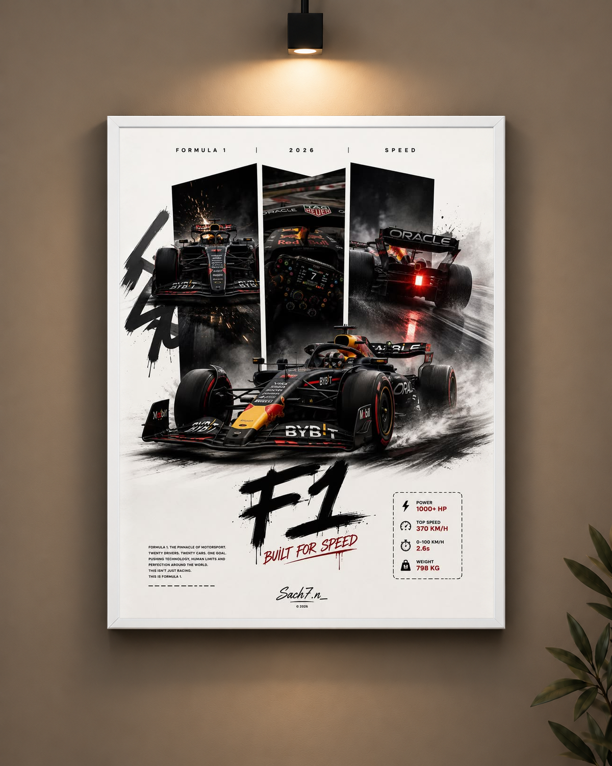 Red Bull Built for Glory Frame in black frame - PrintIt