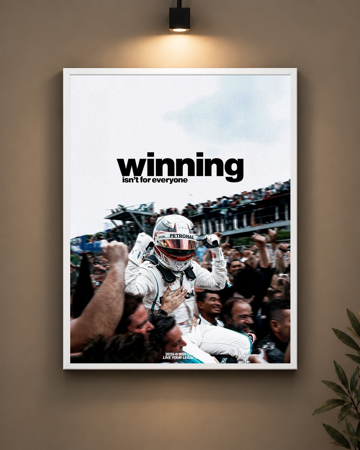 Lewis Hamilton Winning Frame in black frame - PrintIt