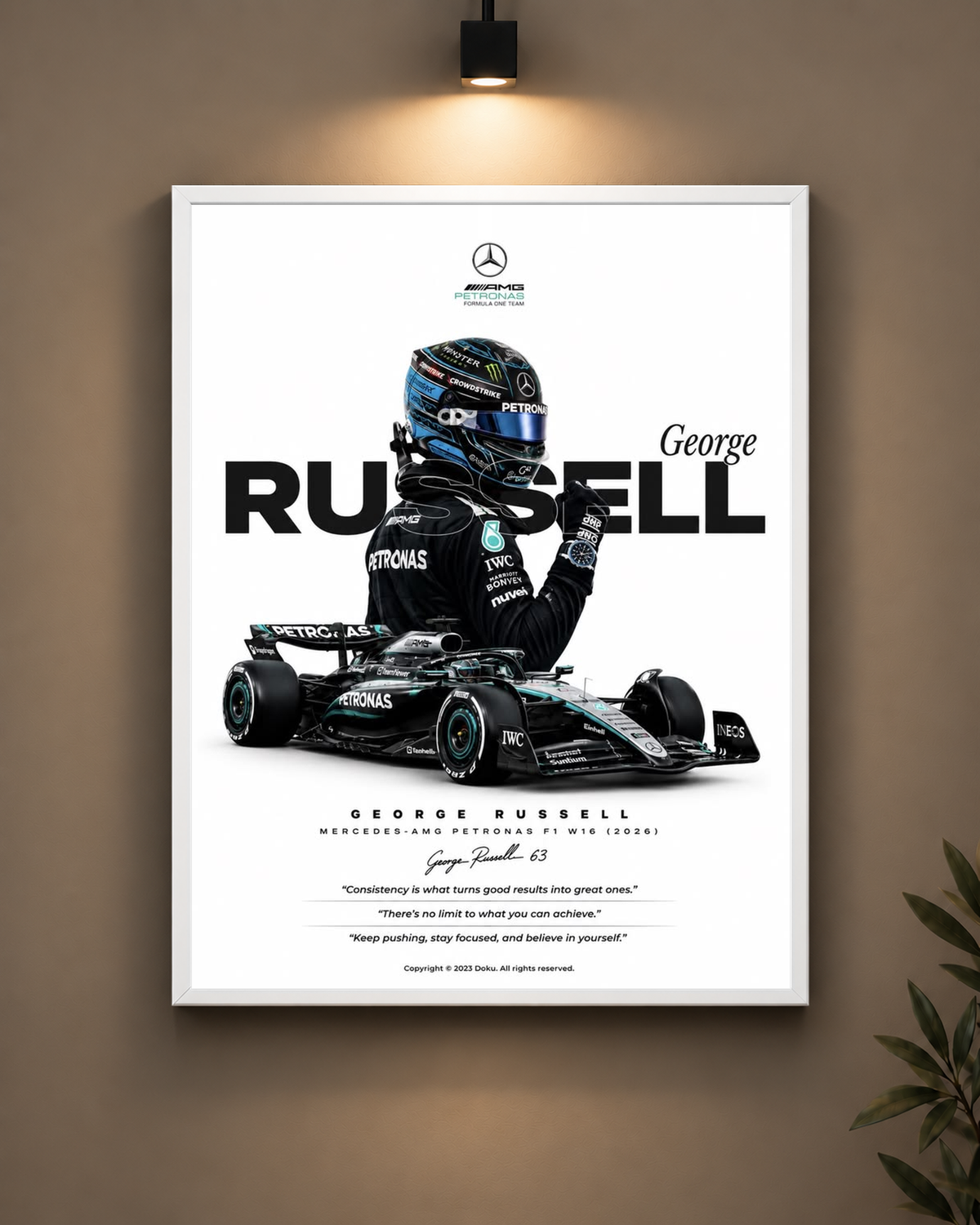 George Russell Mercedes Frame in black frame - PrintIt