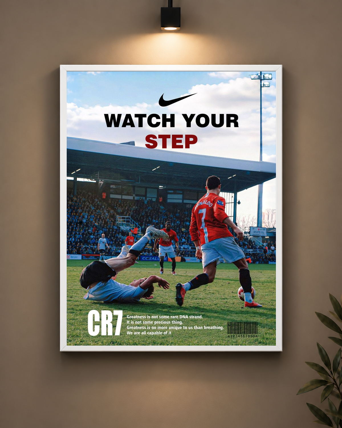 Ronaldo Watch Your Step Frame in white frame - PrintIt