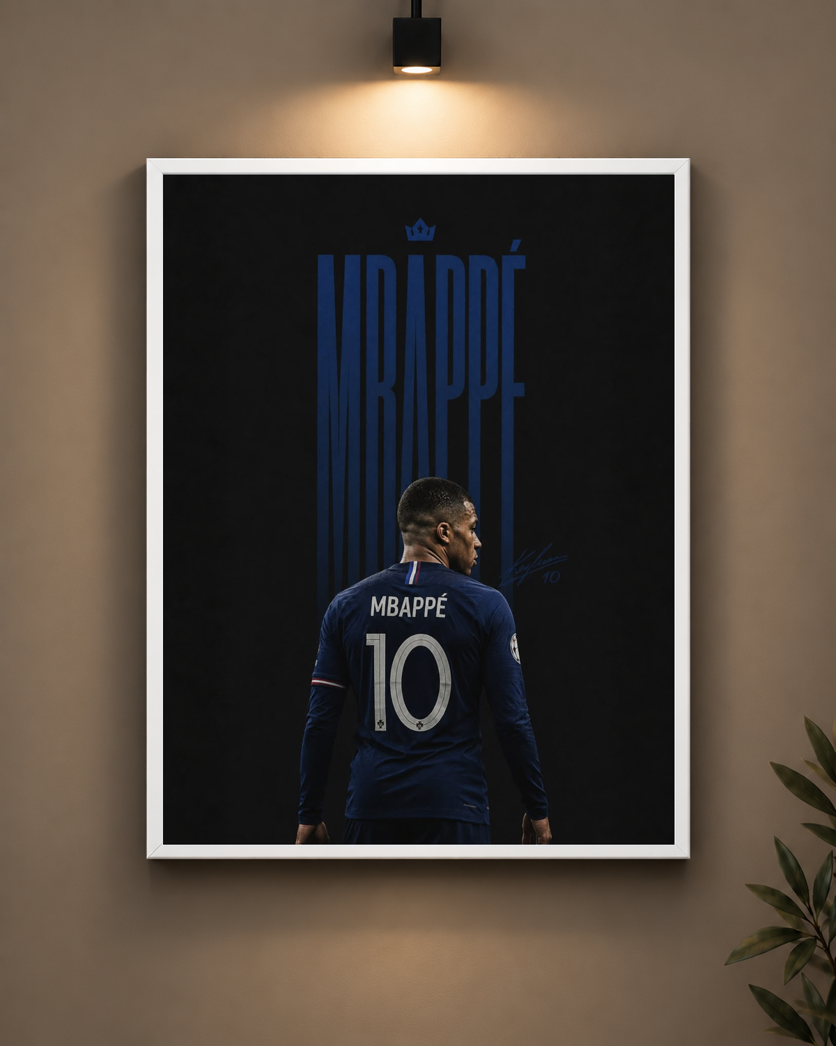 Mbappe Number 10 Frame in white frame - PrintIt