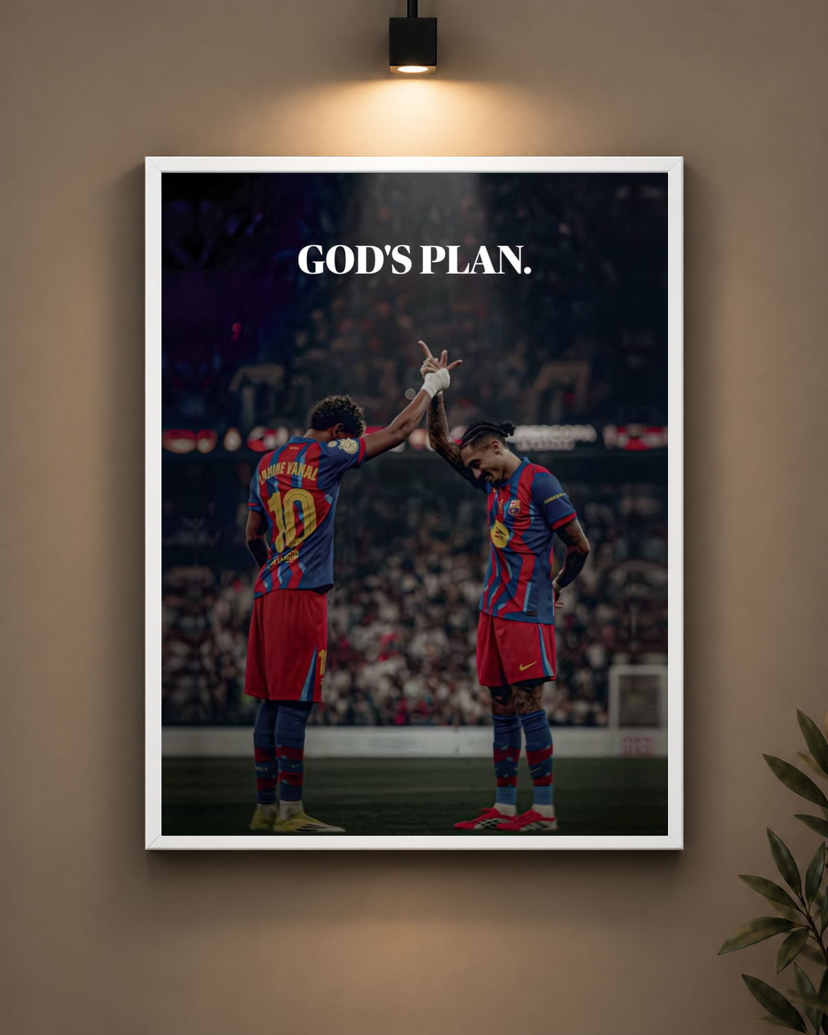 Yamal Raphinha God's Plan Frame in white frame - PrintIt