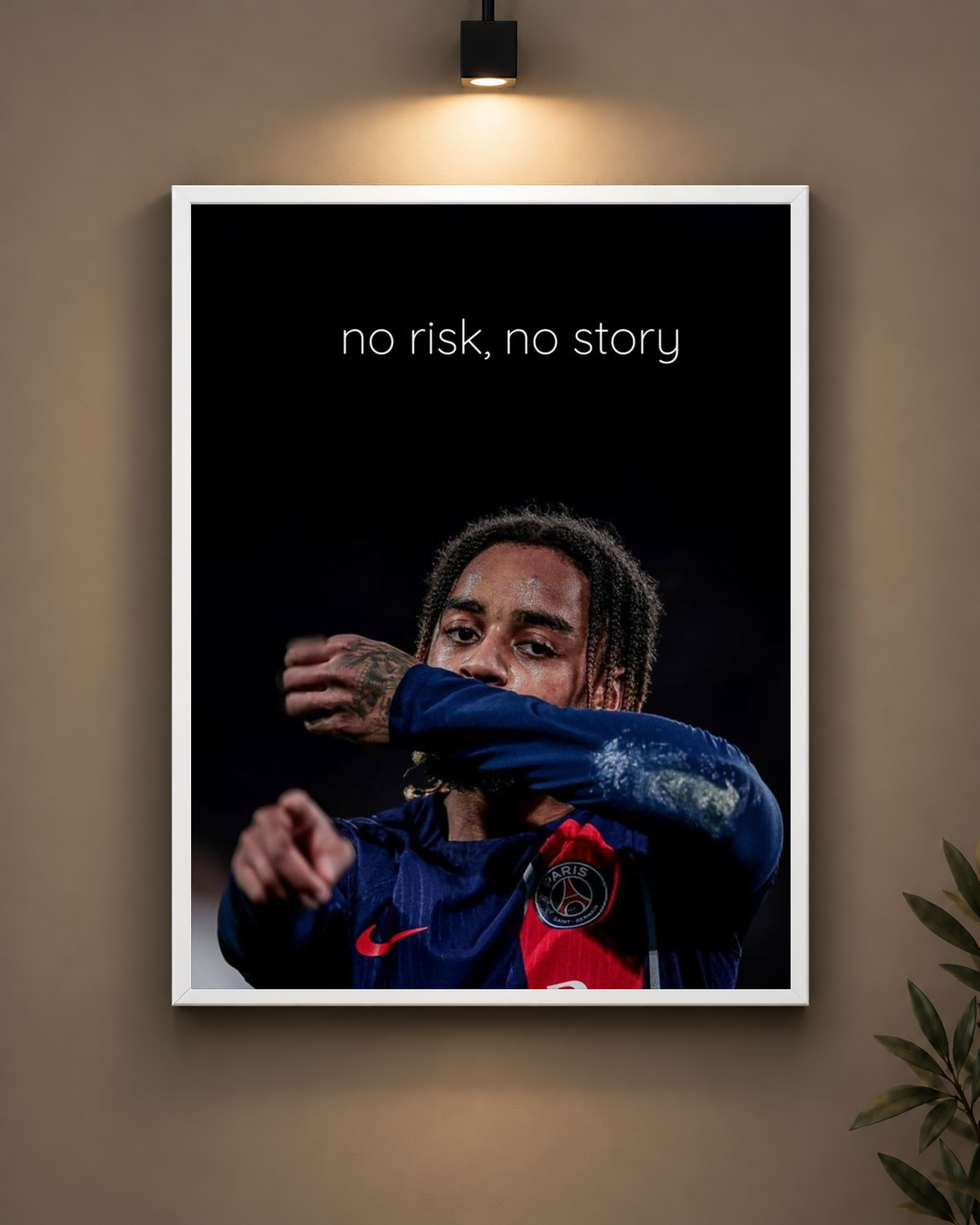 Xavi Simons No Risk No Story Frame in white frame - PrintIt