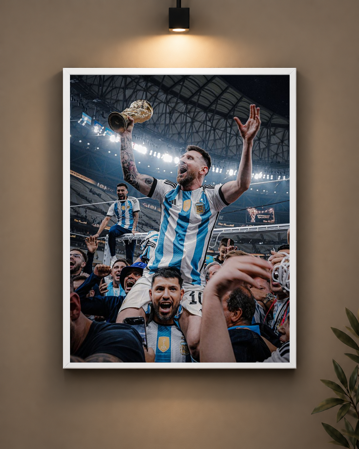Messi World Cup Celebration Frame in white frame - PrintIt