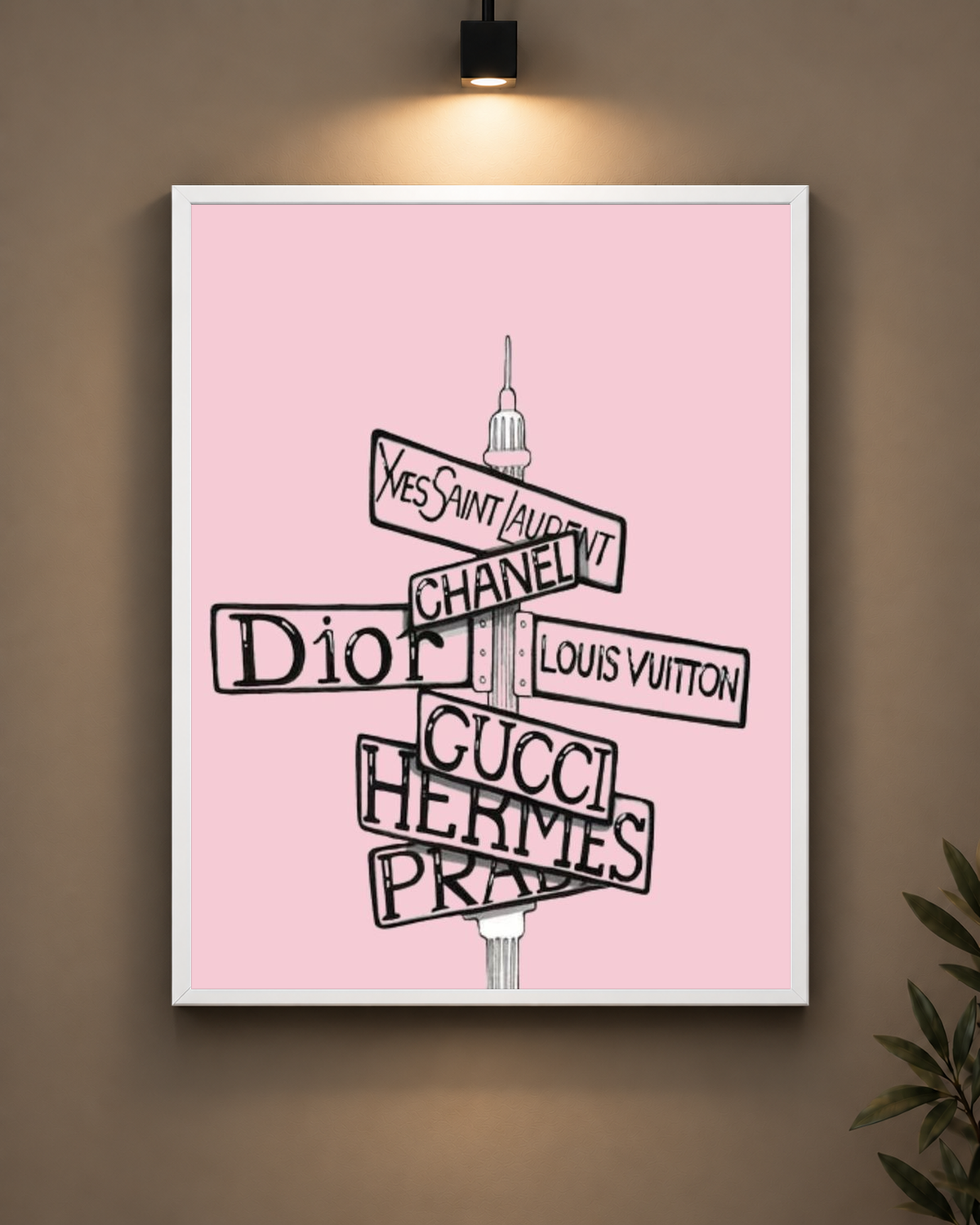 Pink Fashion Signpost Frame in black frame - PrintIt
