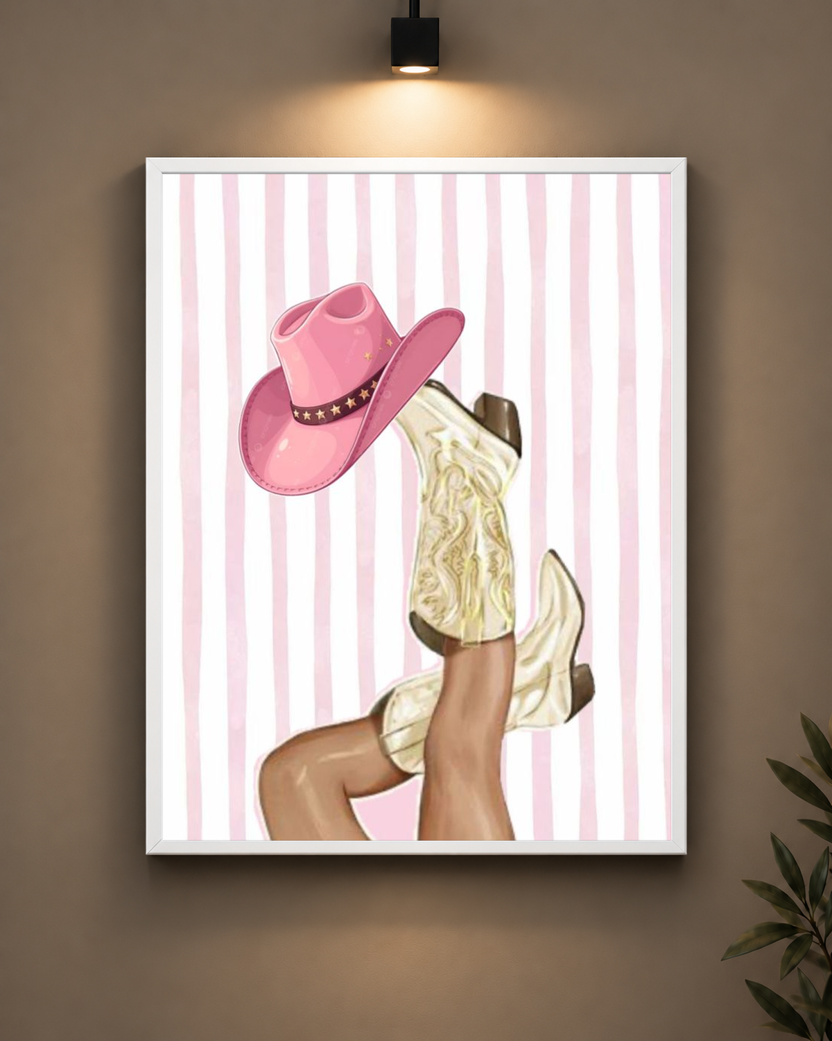 Pink Cowgirl Boots Frame in black frame - PrintIt