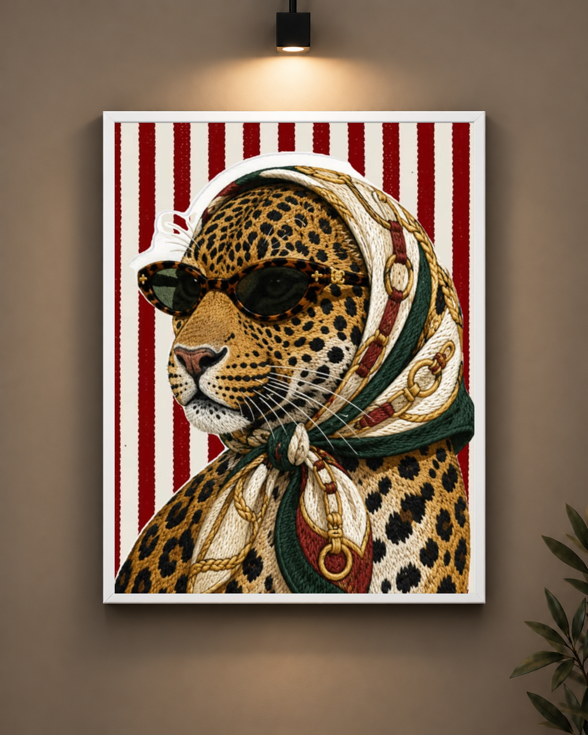 Leopard Scarf Portrait Frame in black frame - PrintIt