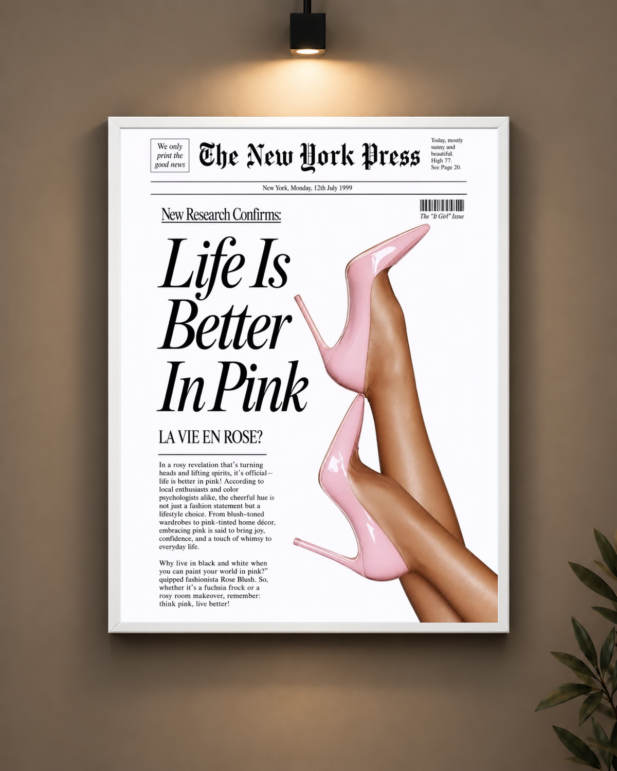 Life Is Better In Pink Frame in black frame - PrintIt