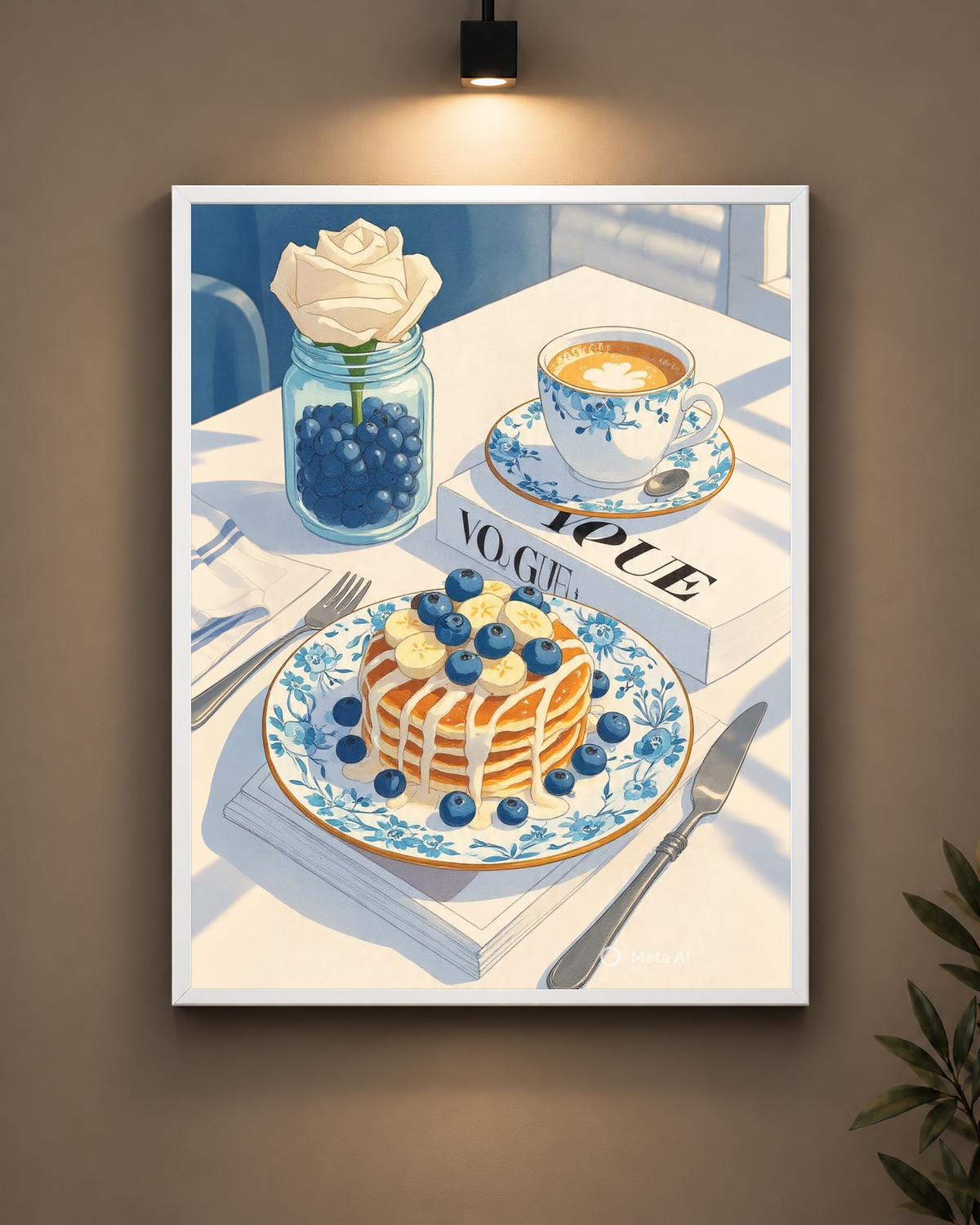 Vogue Pancakes and Coffee Frame in black frame - PrintIt
