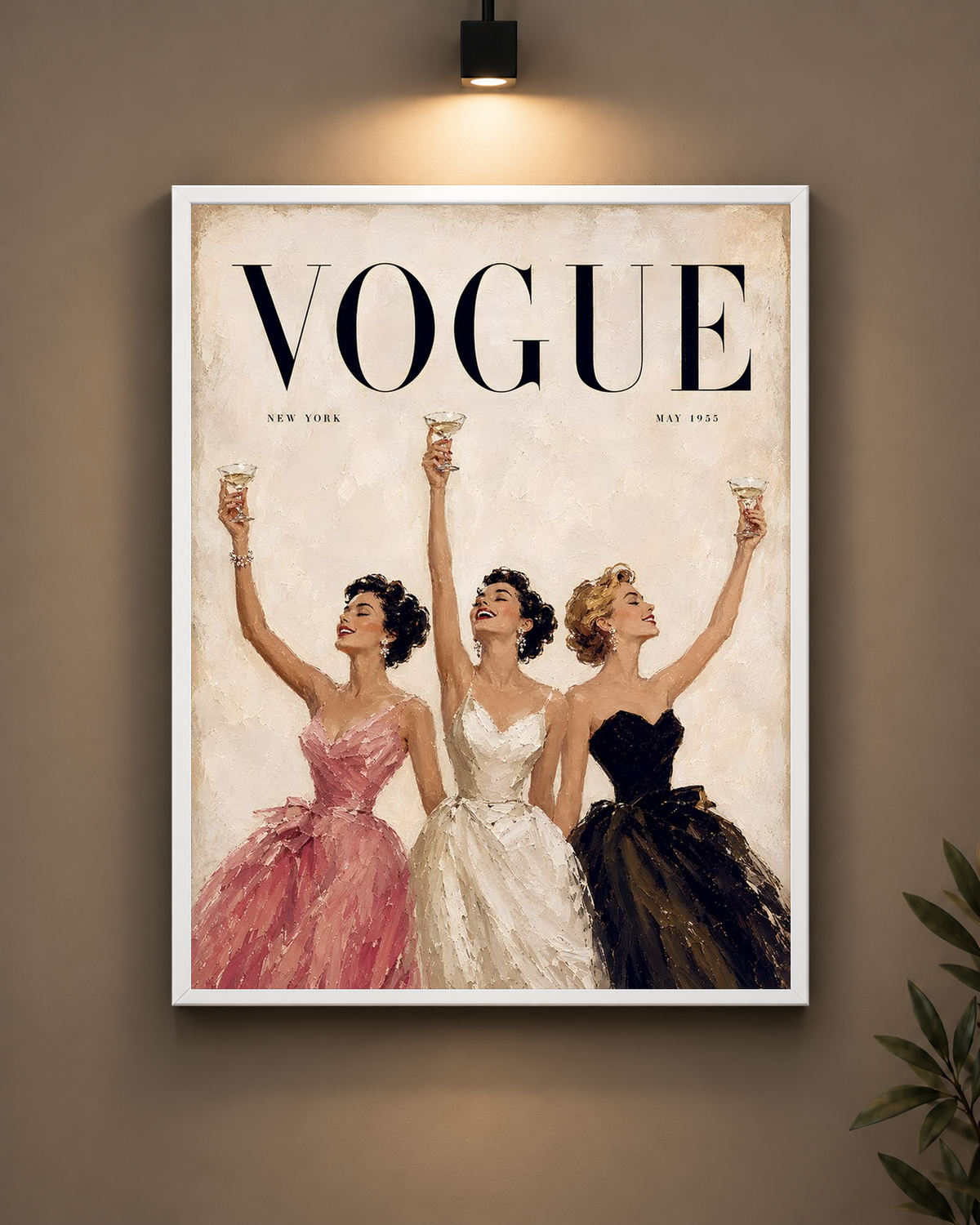 Vogue Champagne Illustration Frame in black frame - PrintIt