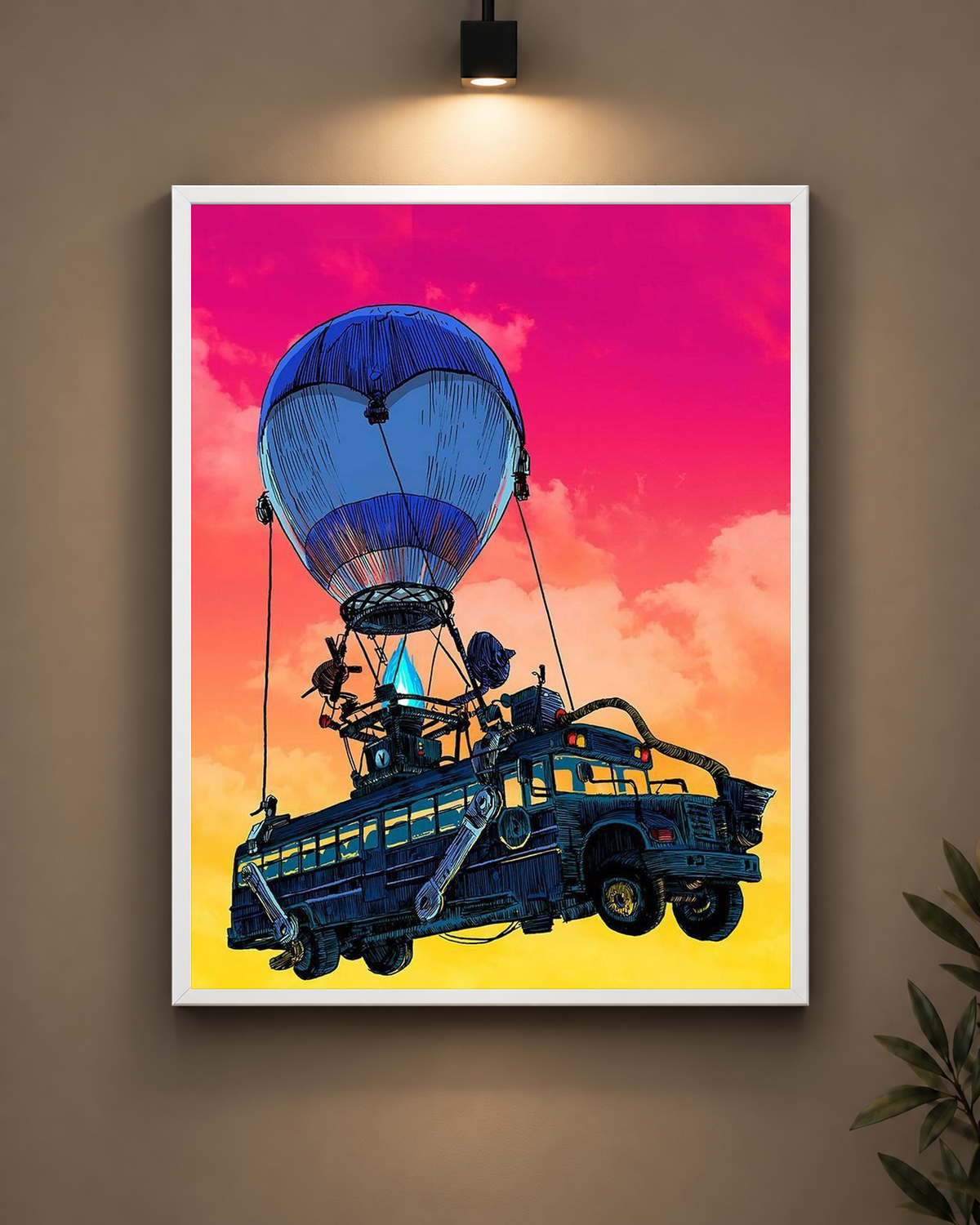 Fortnite Battle Bus Frame in black frame - PrintIt