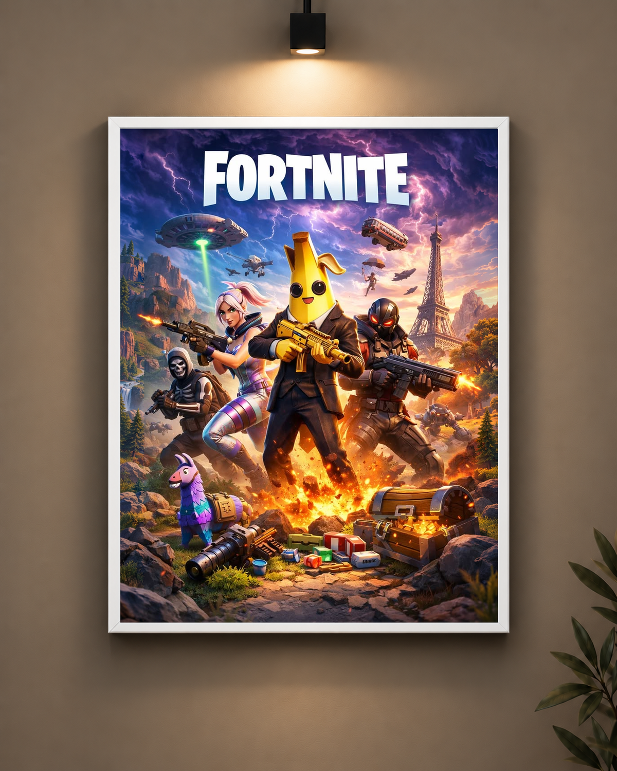 Fortnite Battle Scene Frame in black frame - PrintIt