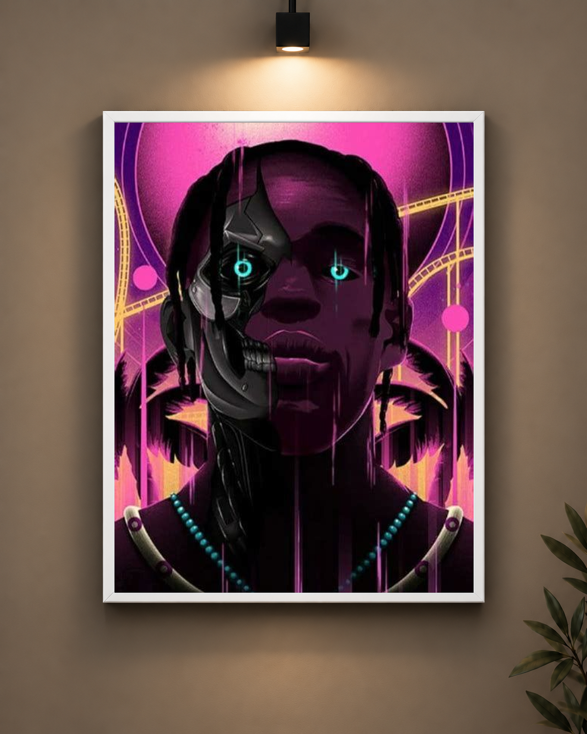Neon Cyberpunk Gamer Frame in black frame - PrintIt