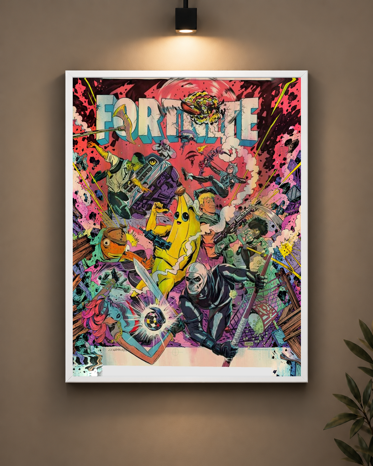 Fortnite Graffiti Frame in black frame - PrintIt