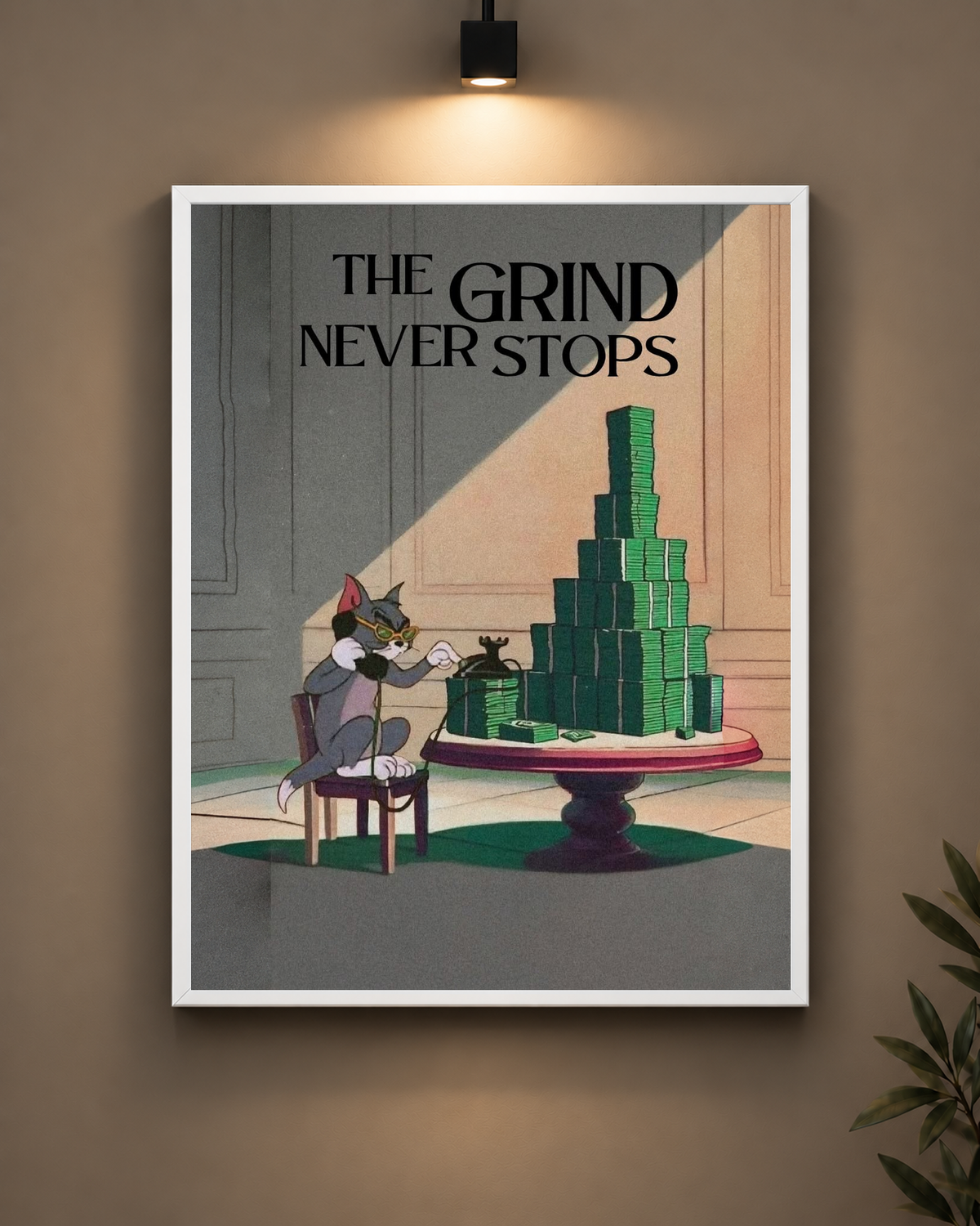 The Grind Never Stops Frame in black frame - PrintIt