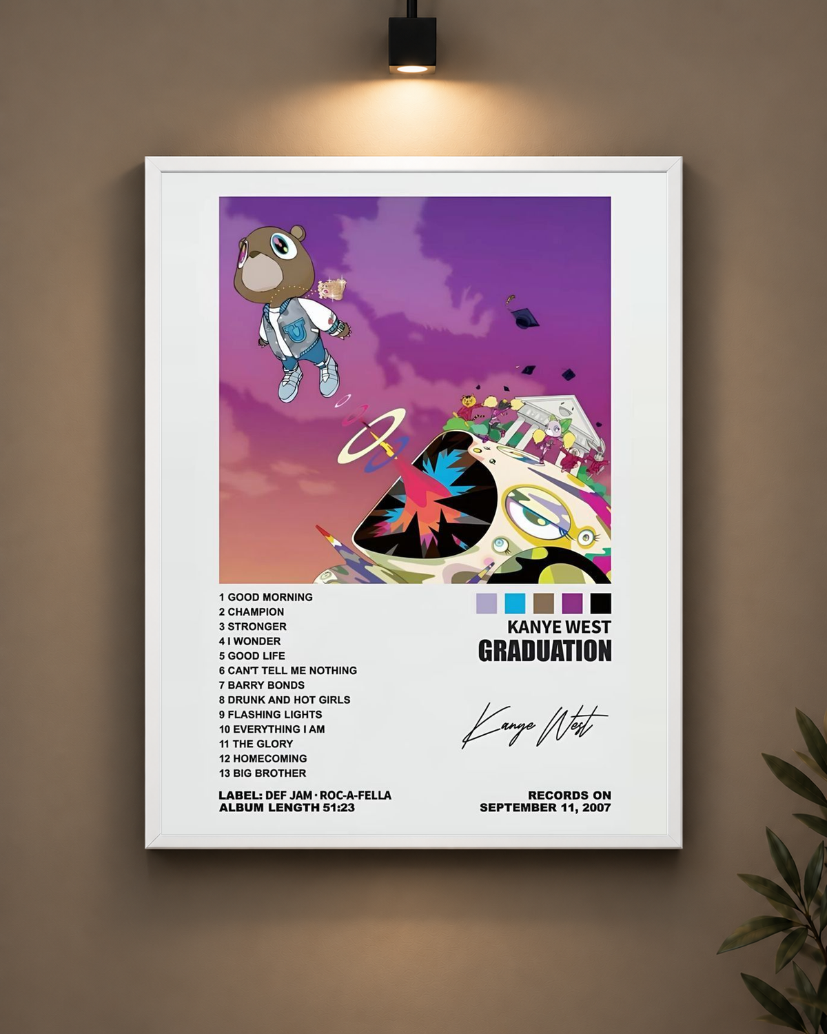 Kanye West Graduation Frame in black frame - PrintIt