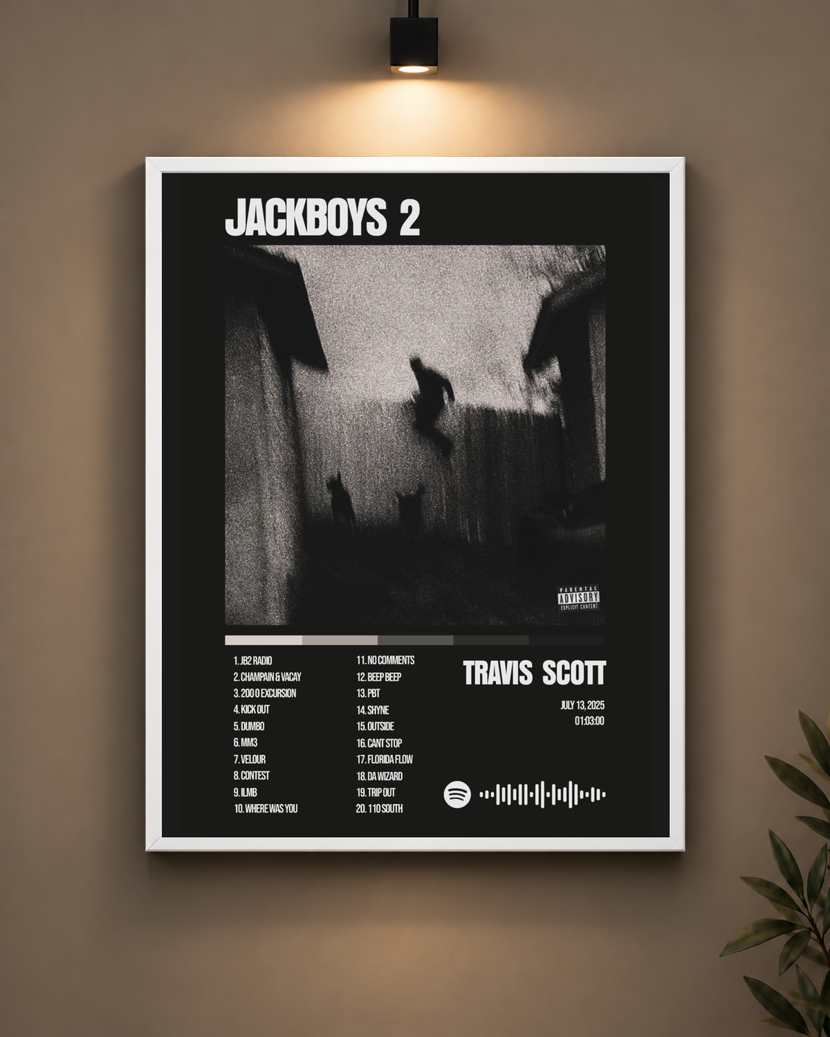 Travis Scott Jackboys 2 Frame in black frame - PrintIt