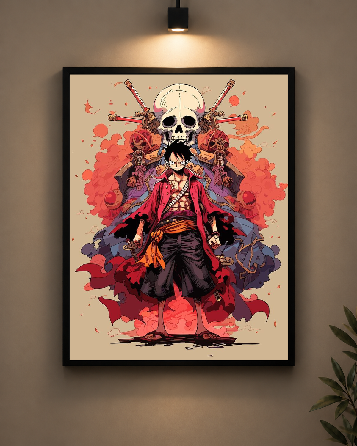 Luffy Pirate Skull Frame in black frame - PrintIt