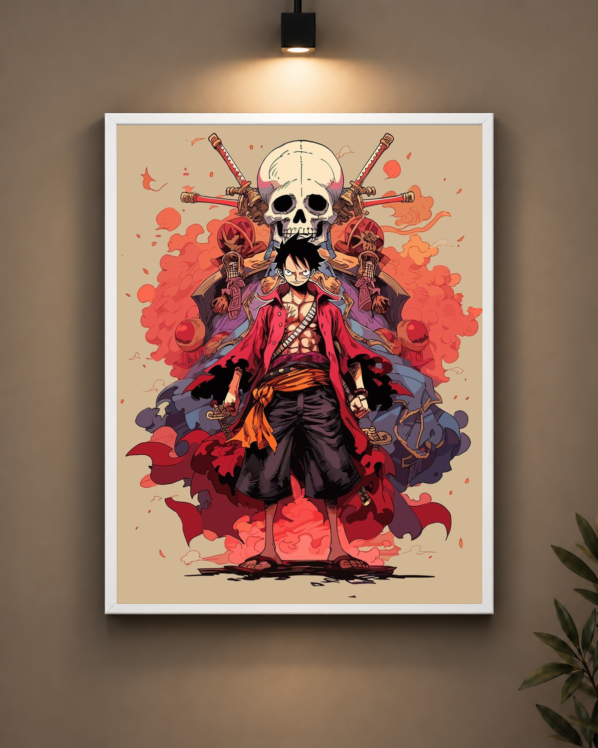 Luffy Pirate Skull Frame in black frame - PrintIt