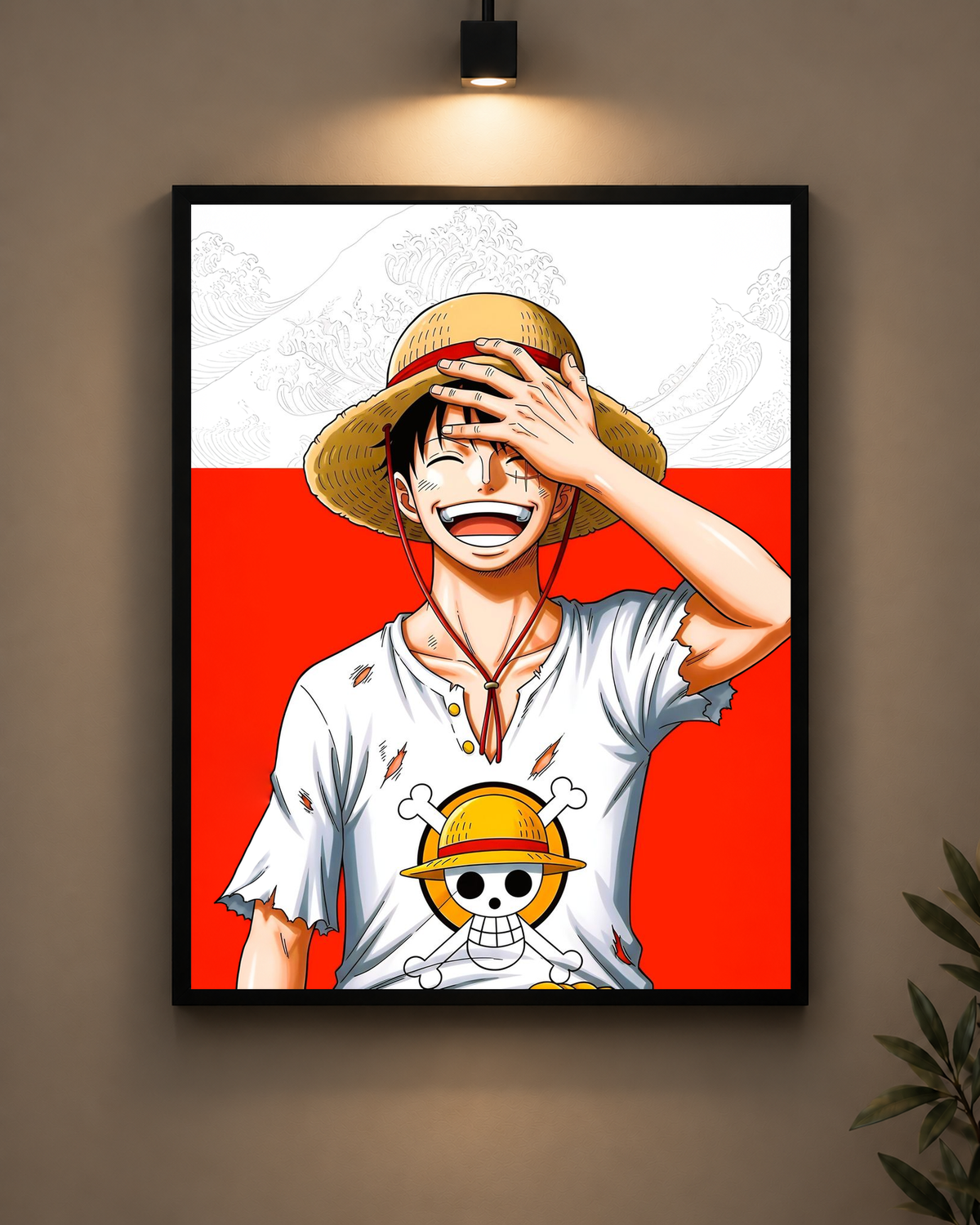Luffy Straw Hat Smile Frame in black frame - PrintIt