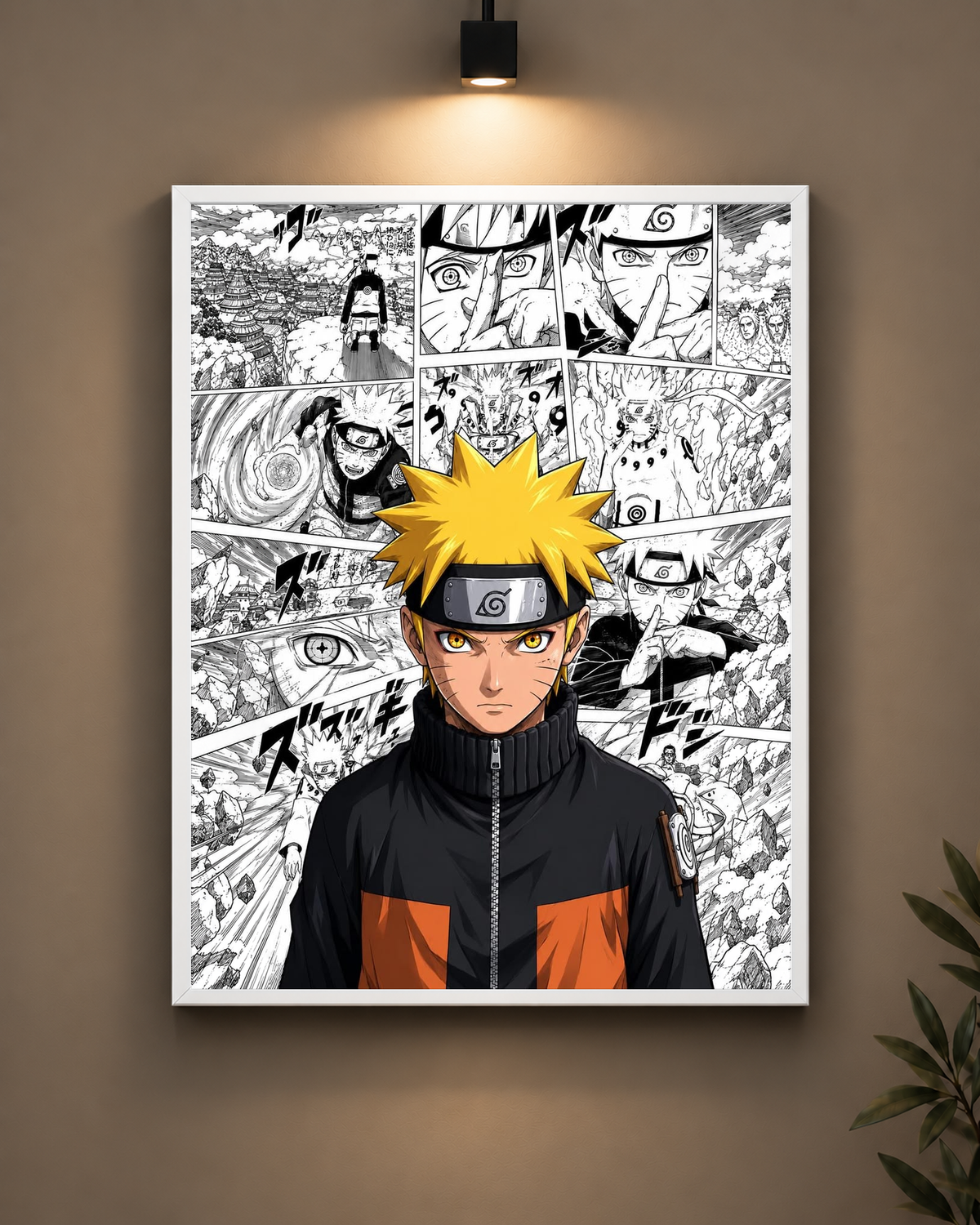 Naruto Manga Collage Frame in black frame - PrintIt