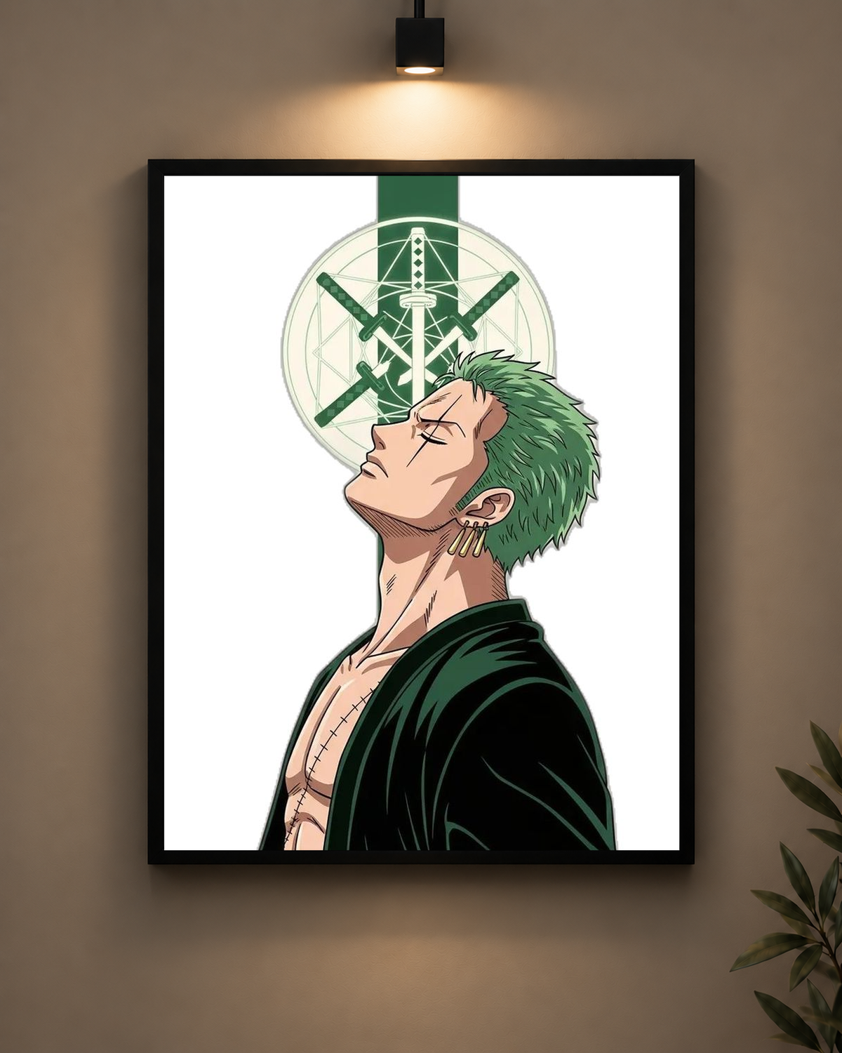 Zoro Three Swords Frame in black frame - PrintIt