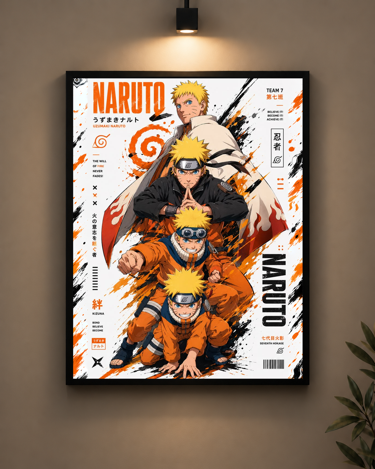 Naruto Through the Years Frame in black frame - PrintIt