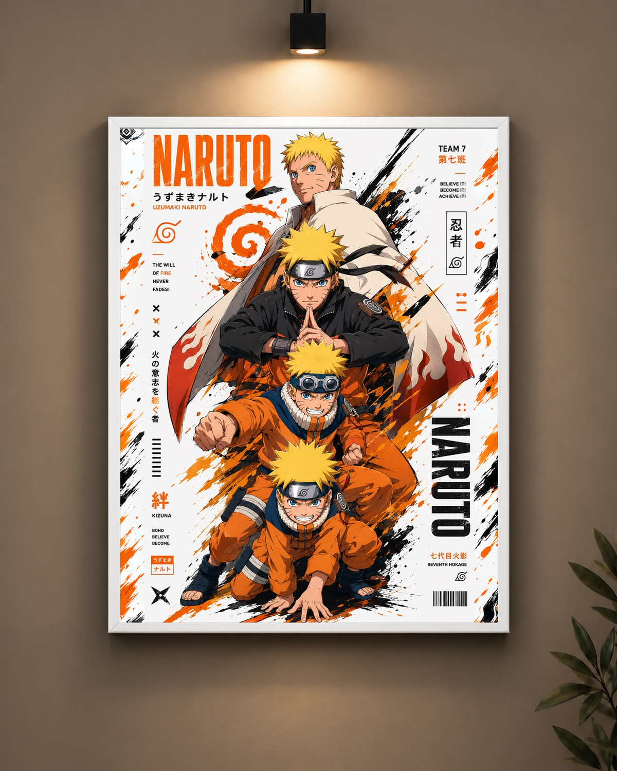 Naruto Through the Years Frame in black frame - PrintIt