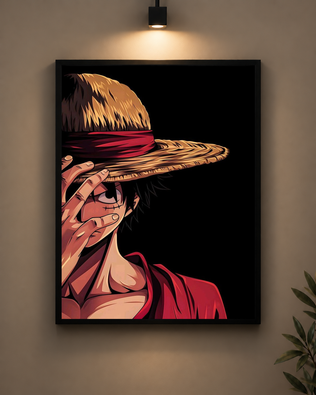 Luffy Shadow Portrait Frame in black frame - PrintIt