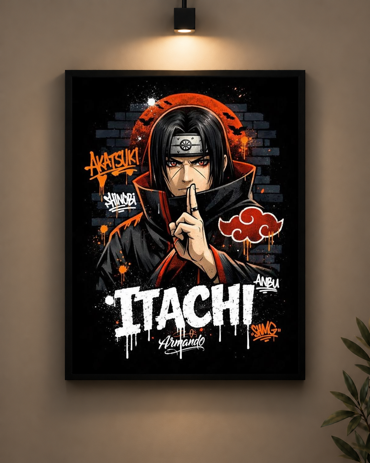 Itachi Urban Graffiti Frame in black frame - PrintIt