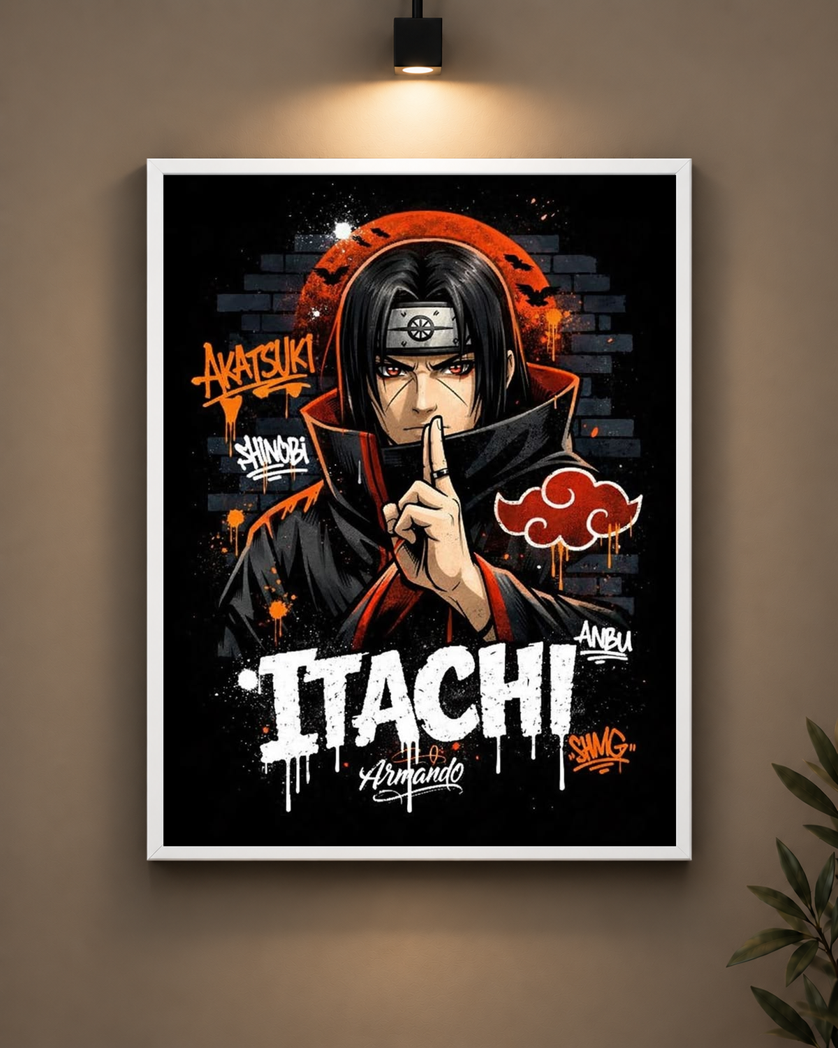 Itachi Urban Graffiti Frame in black frame - PrintIt