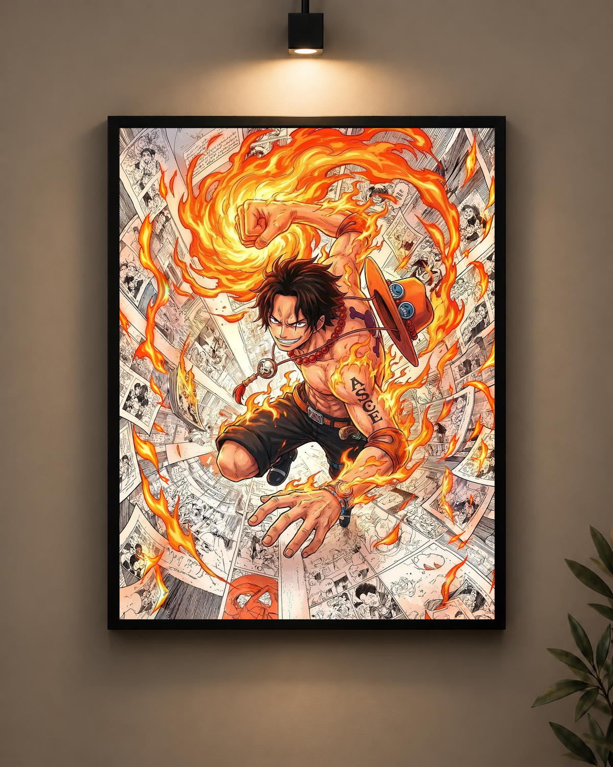 Ace Flame Fist Frame in black frame - PrintIt