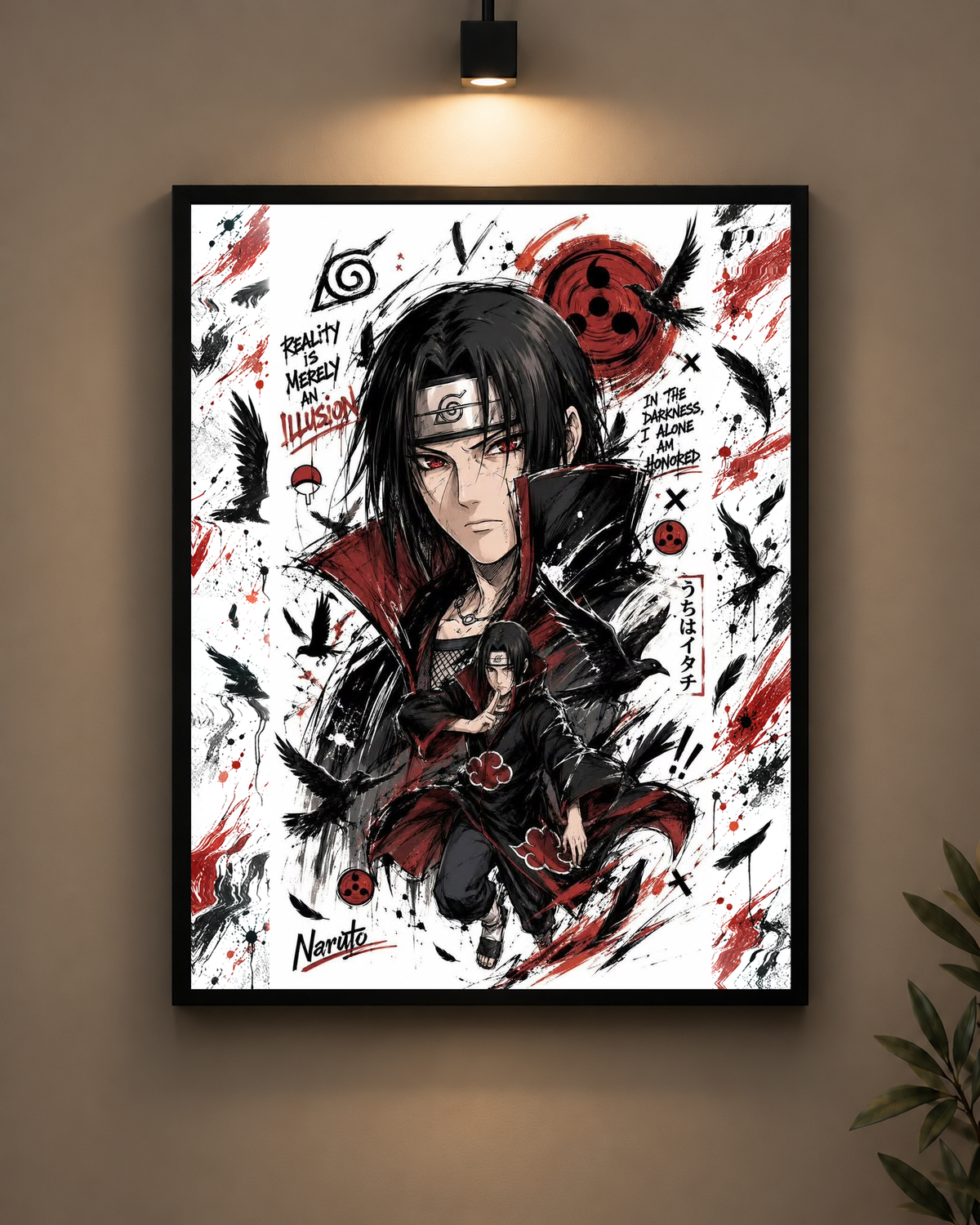 Itachi Sharingan Collage Frame in black frame - PrintIt
