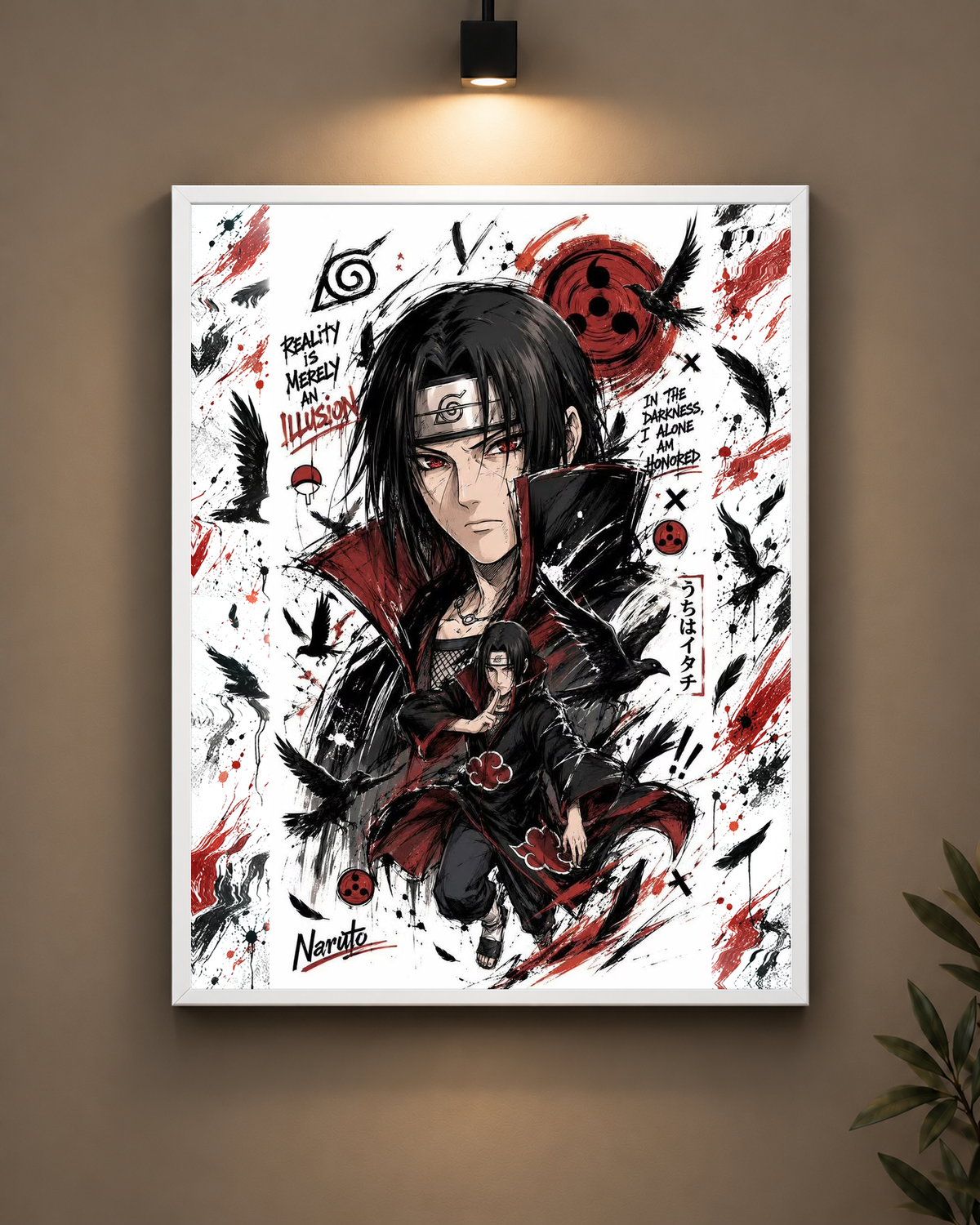 Itachi Sharingan Collage Frame in black frame - PrintIt