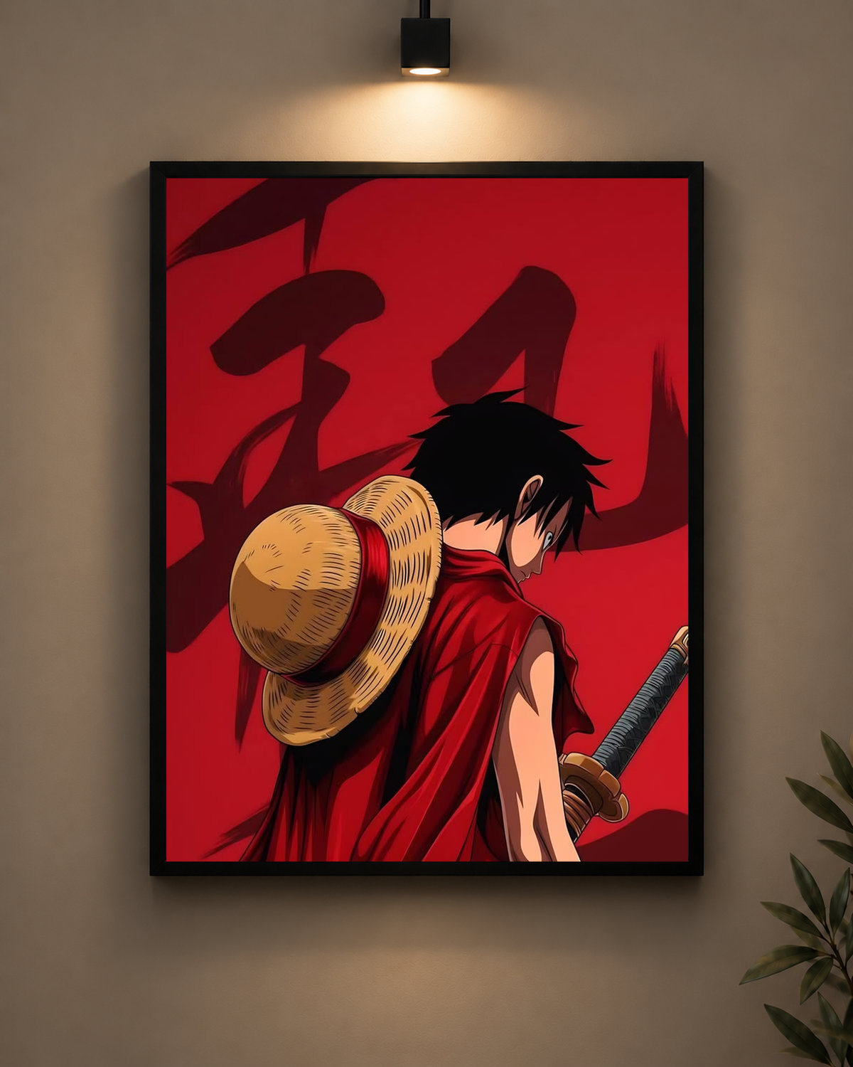 Luffy Crimson Journey Frame in black frame - PrintIt