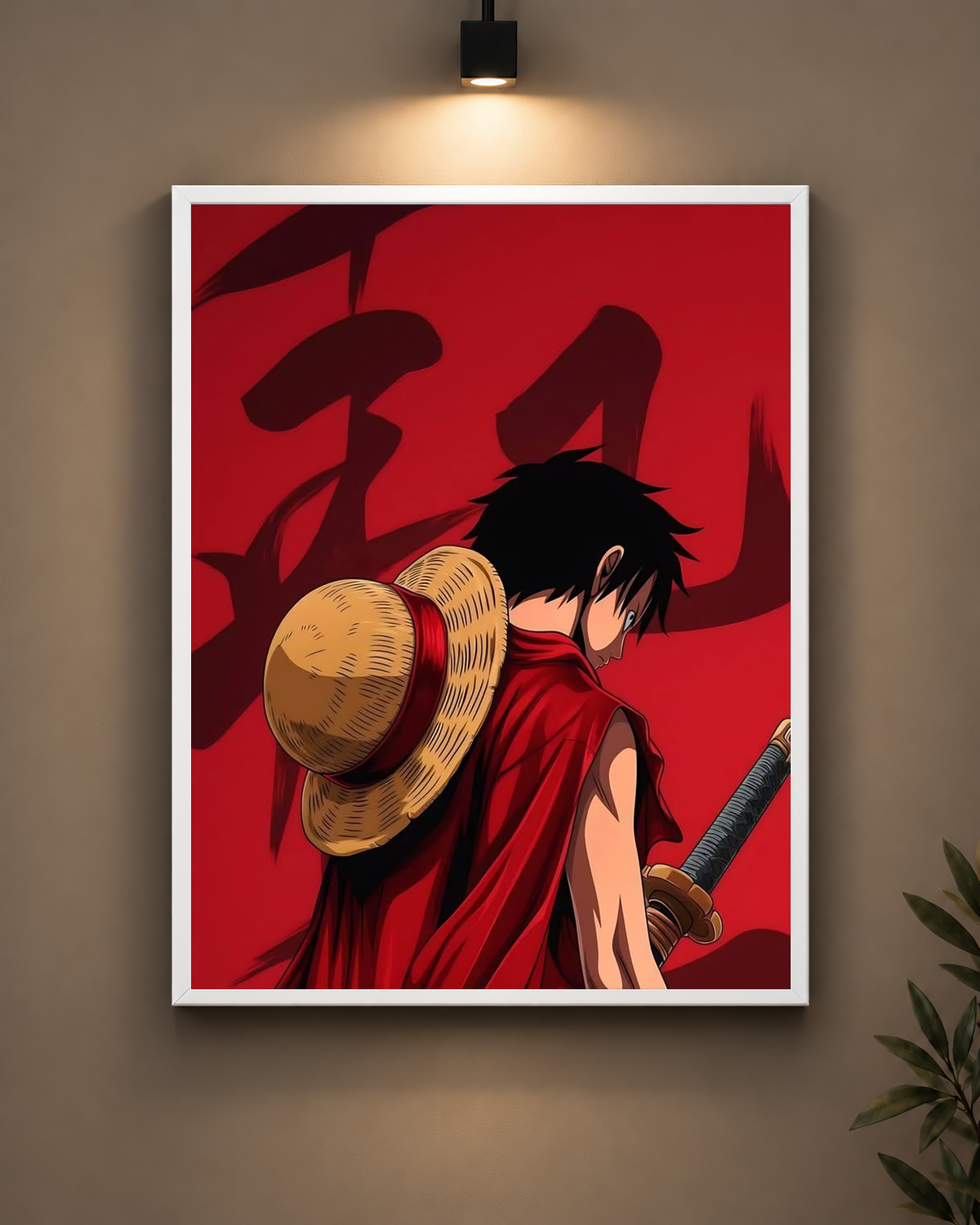 Luffy Crimson Journey Frame in black frame - PrintIt